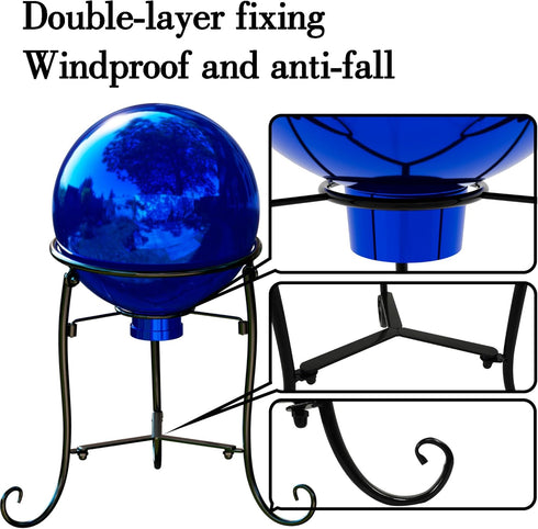 10" 8-10 inch 8" 8" 10" Tall Gazing Ball Stand for Balls, Black Metal Gazing Globe Display Holder Stands for Outdoor