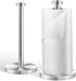 AOSION 2 Pack Stainless Steel Paper Towel Holder, Standing Holders for Kitchen, Bedroom, Bathroom, Brushed Silver