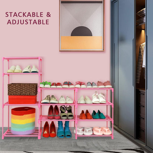 7-Tier 24 -30 Closet LNYZQUS Large Pink Shoe Rack, Pairs Tall Shoe Organizer Shelf, Kids Boots Stand Organizer