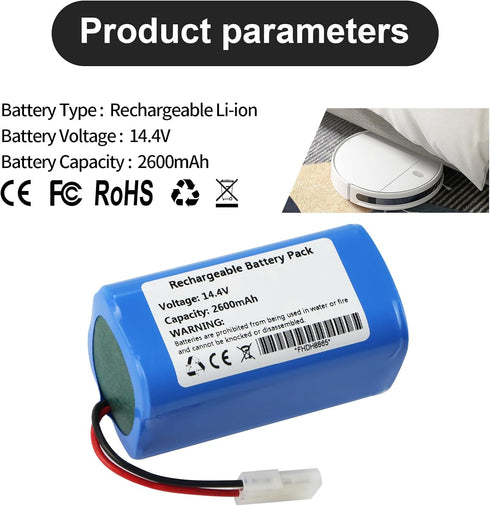 H18650CH-4S1P Vacuum Compatible for Xiaomi MI G1, Mop Essential G1 MJSTG1, SKV4136GL, MC-WRC53 Robot Vacuum Cleaner