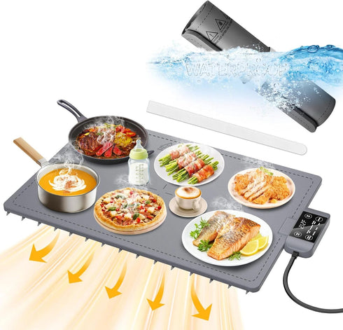 Waterproof Electric Food Warming Mat, Food Grade Silicone Warming Tray with 17