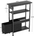 1 Creso hom Narrow Side Table with Charging Station and LED Light, Small End Table with Fabric Drawer, Skinny