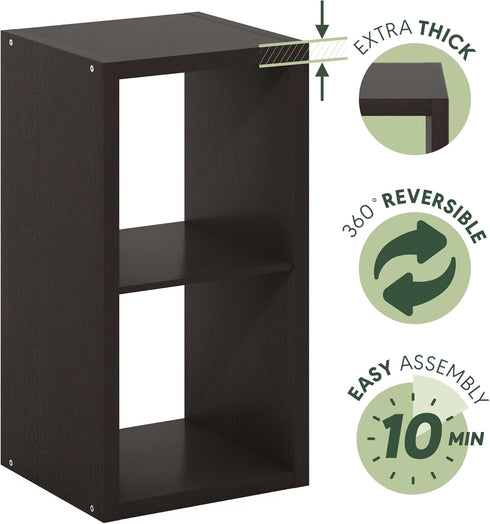 Furinno Cubicle Open Back Decorative Cube Storage Organizer - 2, Dark Oak