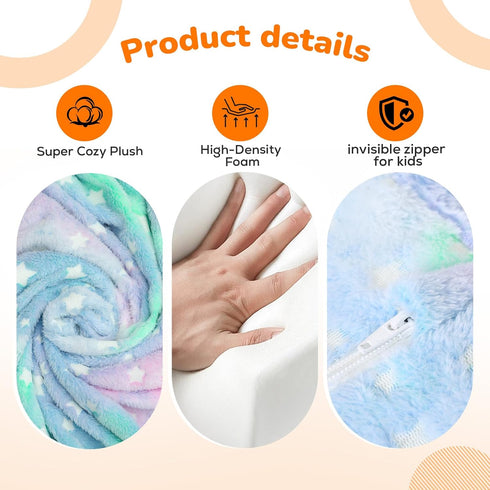 2-in-1 MeMoreCool Glowing Pastel Rainbow Kids Chair, Foldable Kids Couch and Kids Sofa for Playroom Nursery, Soft Foam