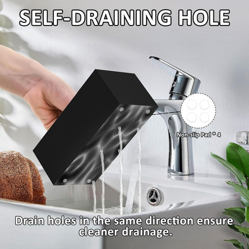 Electric Toothbrush Holder - 5 Slots Resin Organizer with Drain Hole for Bathroom Vanity, Matte Black Countertop Storage