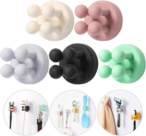 iBetterLife 4Pcs Silicone Toothbrush Holders, Multi-Function Waterproof Self Adhesive Wall Mounted Hooks