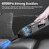 NEXPOW High Power Handheld Car Vacuum Cleaner with Dual Filter, 8000PA Compact Rechargeable for Car Interior