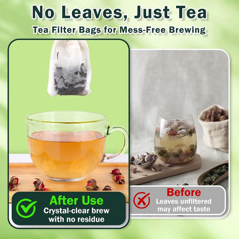 POSTANTIN 200Pcs (3.54x2.75 Inch) Disposable Tea Bags for Loose Leaf Tea, Empty Tea Filter Bags for Cooking, Infuser