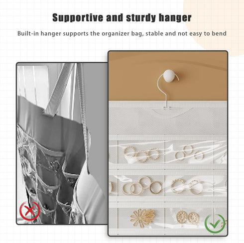 1-Pack Hanging Jewelry Organizer, 80-Pocket Dual-sided Storage for Earring, Necklace, Bracelet, Ring, White