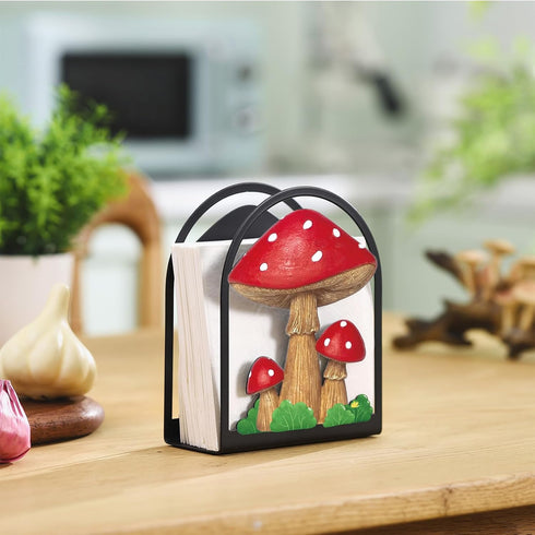 Cinnvoice Countertop Country Mushroom Paper Towel Holder Napkin Holder Tabletop Tissue Stand Decor for Kitchen Rustic