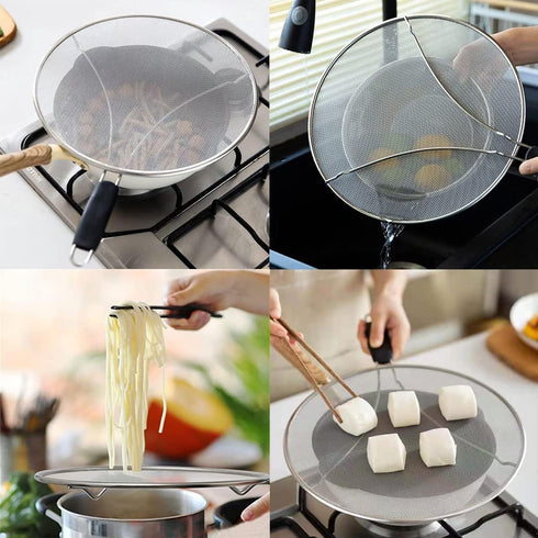 Large Splatter Screen for Frying Pan, 15 Inch Stainless Steel Grease Splatter Guard, Mesh Frying Screen for Kitchen