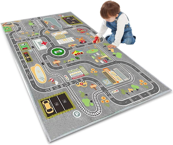 KEBEXXY Kids Rug Play Mat Great for Playing with Cars and Toys,Educational Kid