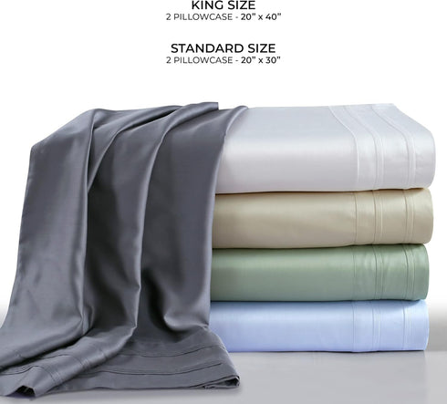 Tribeca Living BAMB300PCSTST 300 TC Rayon from Bamboo Pillow Pair, Standard, Pack of 2, Steel Grey