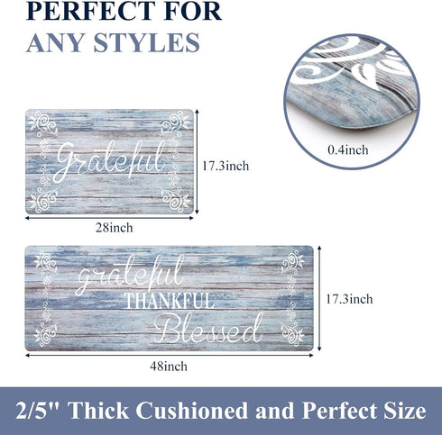 HEBE Anti Fatigue Kitchen Mat Set of 2, Non Slip Cushioned Waterproof Kitchen Mats for Floor, Comfort Standing Desk Mat
