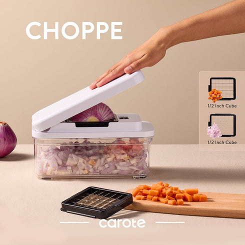 CAROTE Mandoline Slicer Vegetable Chopper with Container, Food Chopper Vegetable Cutter, Cheese Graters, Dicer