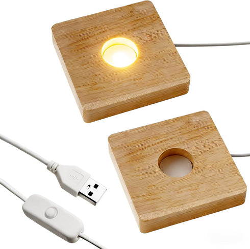 2pcs LED Wood Light Base for 3D Crystal Glass Art, Resin Art