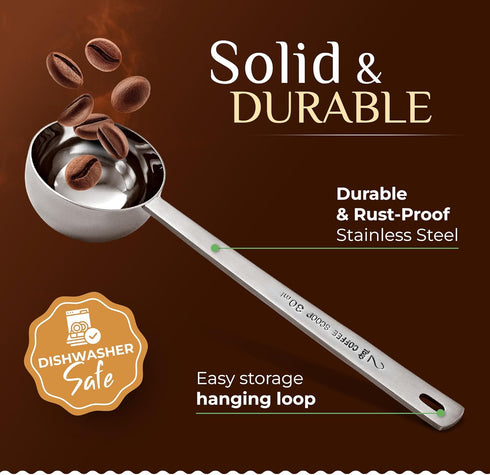Orblue Premium Coffee Scoop Set - 1 Tbsp (15ml) & 2 Tbsp (30ml) Measuring Tablespoon, Pack of 2