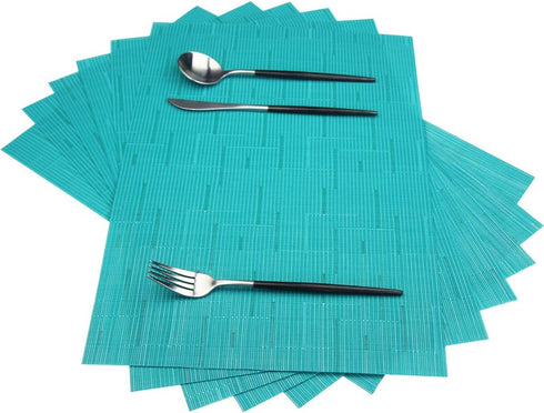 PIGCHCY Placemats - Washable Durable Vinyl Woven Table Mats, Elegant Heat Resistant Placemats for Dining Table Set of 6