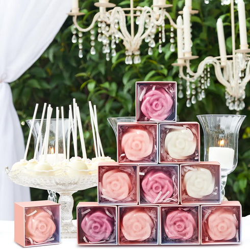 24 Loopeer Pcs Rose Soap Favors for Wedding Bridal Shower Mini Flower Shaped Scented Soap Guest Gift Bulk with Box