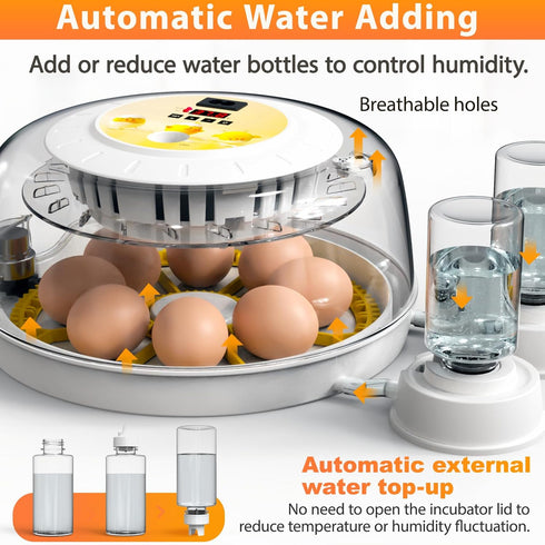 8 Egg Incubators for Hatching Eggs with Automatic Egg Turner, Incubator for Chicken Eggs with Egg Candler for Chicken
