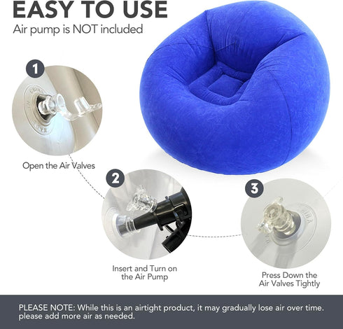 45x45x28 Inflatable Beanless Bean Bag Chair Lounge Sofa - Blue