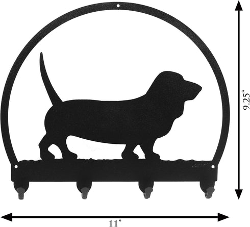 SWEN Products Basset Hound Metal Key Chain Hanger - Leash Holder