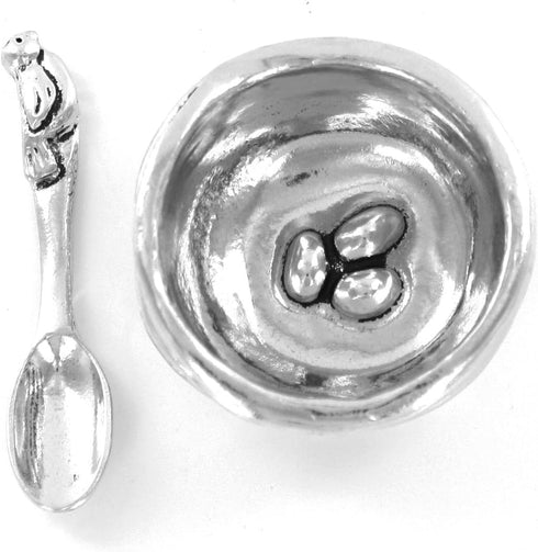 Basic Spirit Bird Nest Salt Cellar with Spoon - Handcrafted Pewter Home Lead-Free SD-6