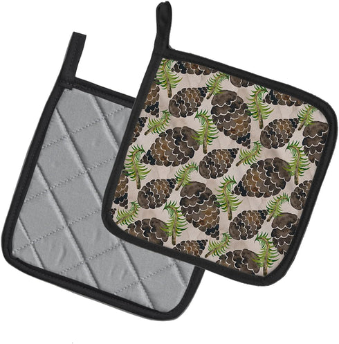 Caroline's Treasures Watercolor Pine Cones Pot Holders (Pair) - Heat Resistant Kitchen Hot Pads for Cooking, 7.5 x 7.5