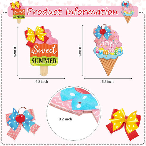 2 Summer Summer Pieces Ice Cream Sandbeach Hanging Sign Happy Wood Sign Sweet Wood Ornaments Welcome decor Door Hanging