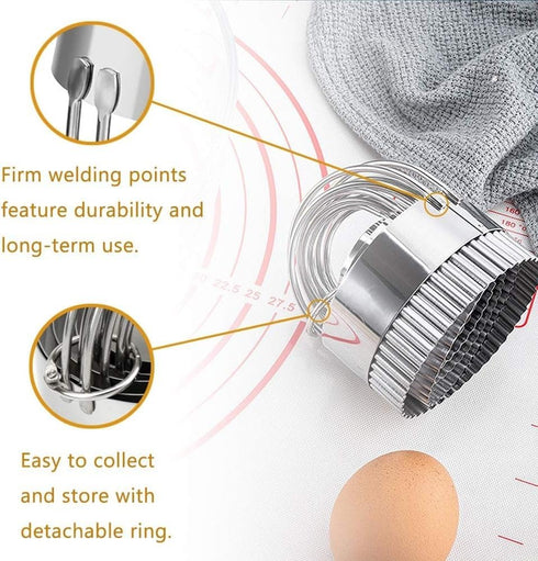 Stainless Steel Biscuit Cutters Set for Baking, 5 Pieces Fluted Round Cookie Cutters with Handle