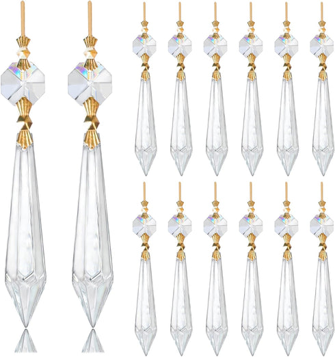 H&D 15pcs Large Clear Crystal Chandelier 60mm Icicle U-Drop Prisms Lamp Parts