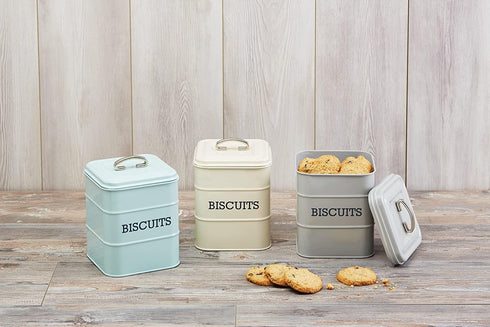 Living Nostalgia Biscuit Tin, 14.5 x 19 cm, Metal, Antique Cream