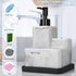 LeucSuiok 3 1 Soap Dispenser with Sponge Holder and Brush Holder,White Marble in Liquid Hand Dish Soap Dispenser