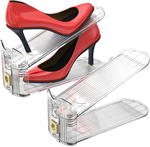 degcicx Stackers,10 Pack Closet,Transparent Shoe Slots Organizer,Adjustable Shoe Shoe Space Savers,Double Layer Shoe