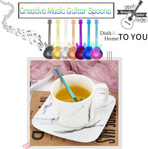 ESRISE Guitar Spoons Coffee Teaspoon, Musical Tea Spoons Kitchen Gifts for Men, Stainless Steel Cute Teaspoon