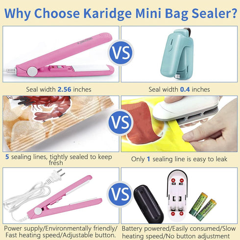 Mini Bag Sealer Machine, Handheld Heat Sealer Clip for Food Storage, Sealing Machine for Various Bags - Pink