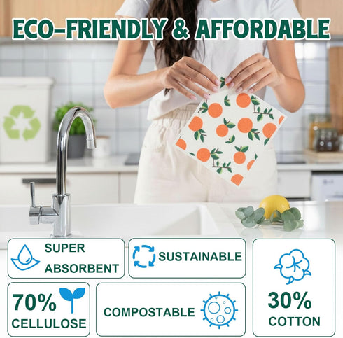 6 Pack 100% Lsnisni Swedish Dishcloths for Kitchen, Swedish Dish Cloths, Reusable Paper Towels, Washable Kitchen Cloth