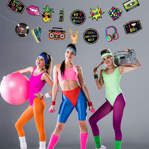 Blulu 80s Party Decorations, 80s Theme Birthday Party Supplies, Banners, Photo Booth Props, Hip Hop Backdrop