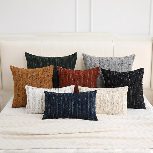 GIKKEARL 18x18 1pc Textured Boucle Pillow Covers Neutral Striped Throw Pillows Soft Modern Farmhouse Pillow Cases