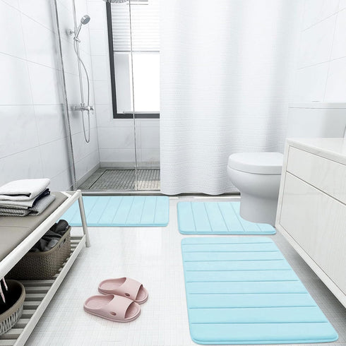 Buganda Memory Foam Bath Mat Rug 47" x 17" Ultra Soft Non-Slip Water Absorbent Machine Washable for Bathroom
