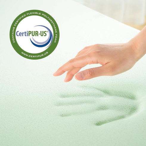 ZINUS 2 Inch Green Tea Memory Foam Mattress Topper, Smaller Convenient WonderBox Packaging, Pressure-Relieving Layers,