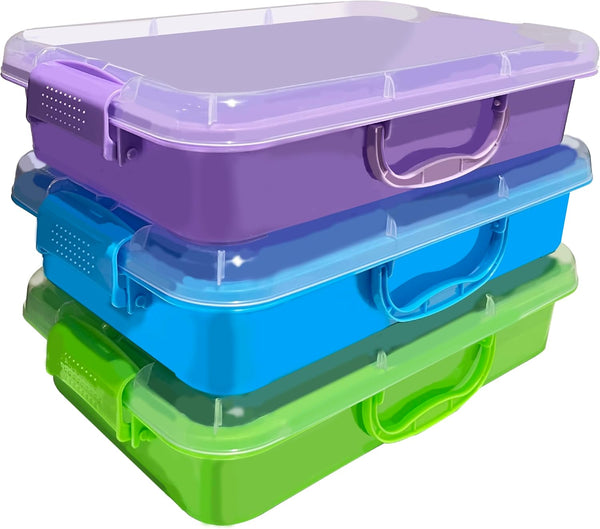 SailStart 4 Qt (3.8L) Sensory Bin With Lid - 3 Pack, Stackable Storage