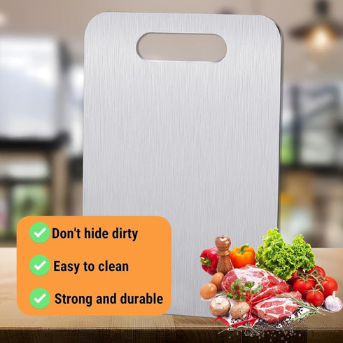 FARGEPENN -100% 304 Set (15.4 11 Inch) Titanium Cutting Board Pure Titanium Cutting Boards for Kitchen, Food Grade