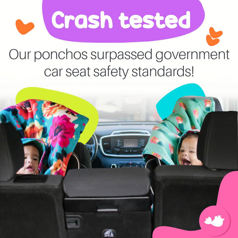 Birdy Boutique Car Seat Poncho for Kids, Reversible Warm Blanket Safe to Use Over Seat Belts, Mermaid Floral