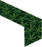 Sunwer Linen Table Runner with Marijuana Leaf Pattern, 13" x 72", Green, Modern Design for Kitchen Dining & Parties
