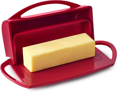 Flip-Top Butter Dish without Spreader, Red