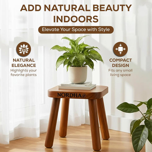 NORDHA 9.3 Inch 1.4 Wooden Stool Chair, Child's Chair, Lightweight Kg, Ideal for Bedroom or Playroom, Durable Taburete