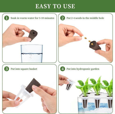 LANVRION IG201Hydroponic 50 Pack Grow Sponges, Seed Starter Pods Root Growth Sponges Eco-Friendly PH Balanced Square