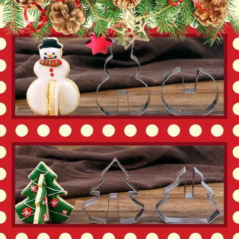 KAISHANE 3D Christmas Cookie Cutter Set - 8 Piece Holiday Biscuit Cutters - Snowman, Christmas Tree, Reindeer, Sled