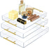 meekoo 3 Pcs Tray with Handles - Clear Acrylic Serving Tray, Spill Proof Decorative Organizer for Coffee Table